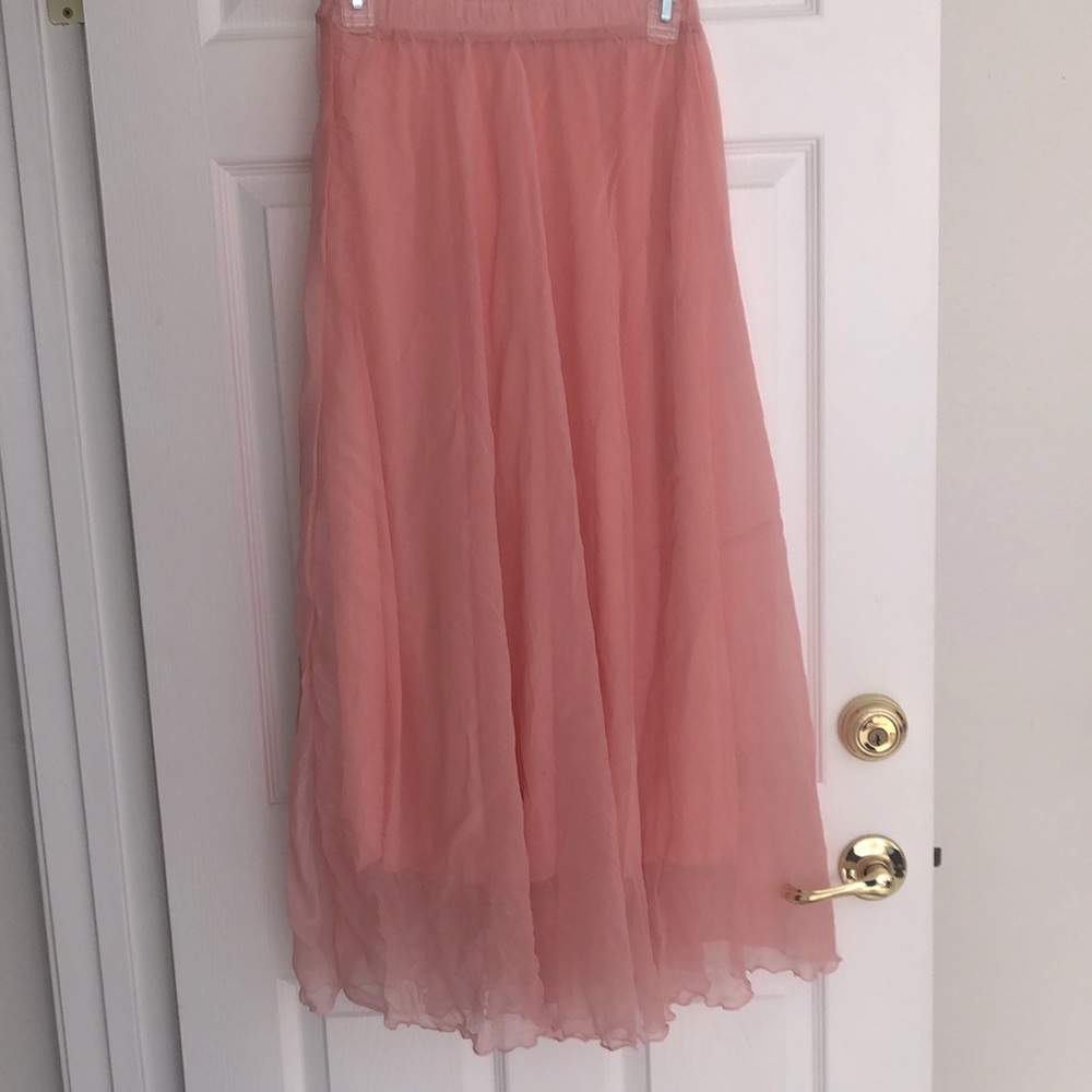 Pink chiffon maxi skirt
